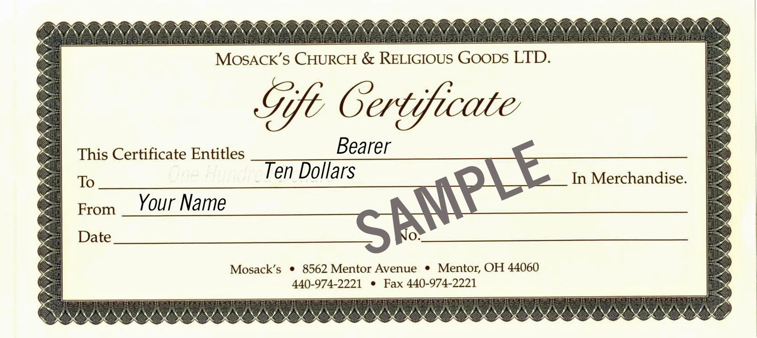 MOSACK'S $10 Gift Certificate MOSACK'S $10 In-Store Gift Certificate