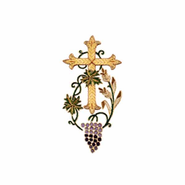 Beau Veste Applique Grapevine Cross 10-1350 embroidered gold metallic Grapevine & Wheat Cross appli…