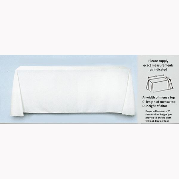 Beau Veste Laudian White Altar Cover has No Design and the Mensa Length is up to 108 Inches-33LF-10…
