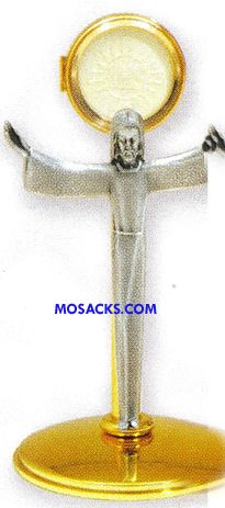 Monstrance Risen Christ 11: High hold 2-3/4 Host Monstrance Risen Christ 11: High hold 2-3/4" Host K158 Gold Plated & Oxidized Silver Risen Christ M…