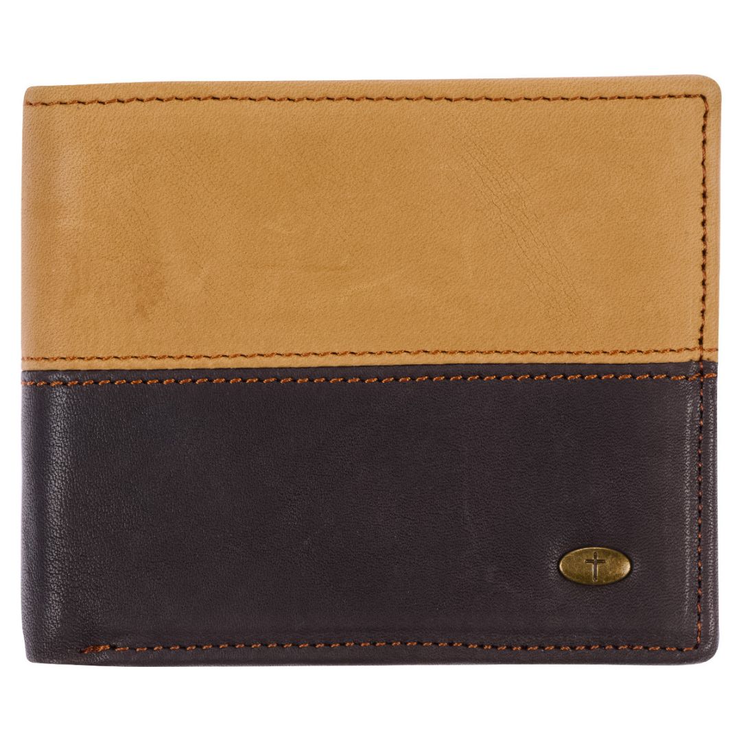 Two-Tone Leather Wallet with Cross Badge Two-Tone Leather Wallet with Cross Badge - WT023