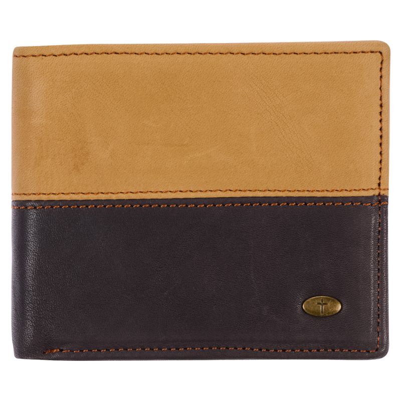 Two-Tone Leather Wallet with Cross Badge - WT023