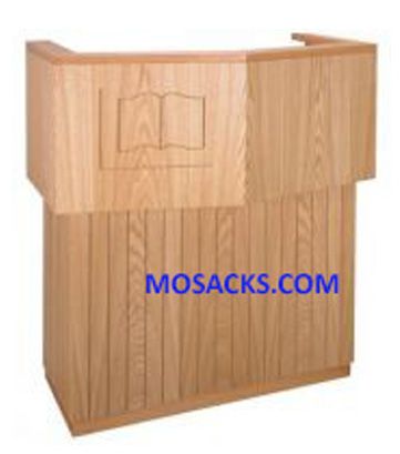 Church Furniture Wooden Pulpit with Extended Shelf for Lamp and Microphone has Word of God Book des…