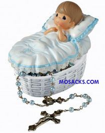 Precious Moments Baptized In His Name Boy Rosary Box 153407 Precious Moments "Baptized In His Name" Boy Rosary Box 153407
