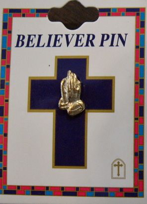 Praying Hands Gold Pin SJ1043 Praying Hands Gold Pin 1/2" SJ1043