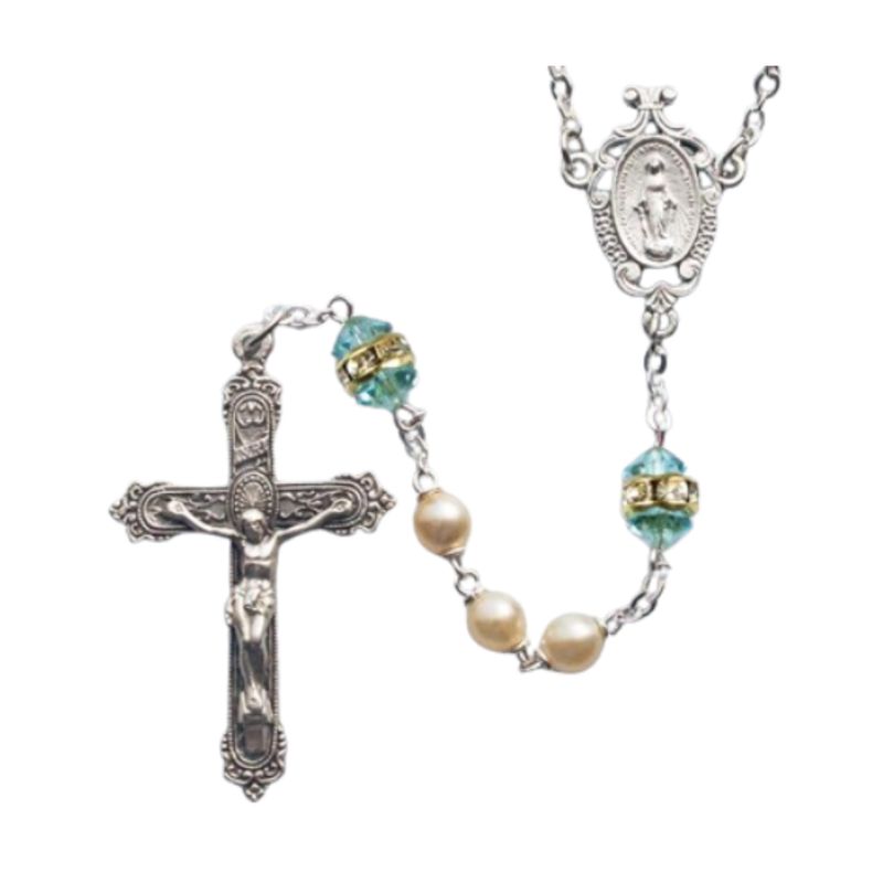 Birthstone Rosary — Aqua March Birthstone Rosary Aqua-41298AQ