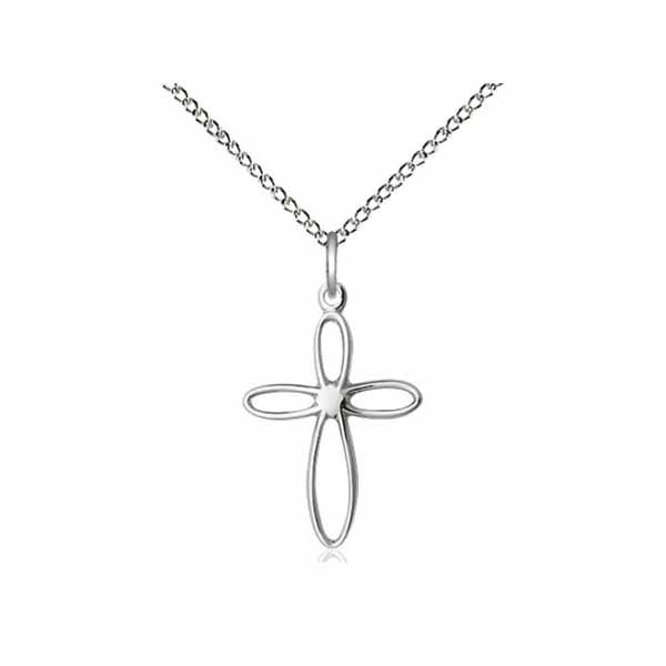 Sterling Silver Loop Cross Necklace 3/4 Sterling Silver Loop Cross Necklace 3/4" 1707SS/18SS