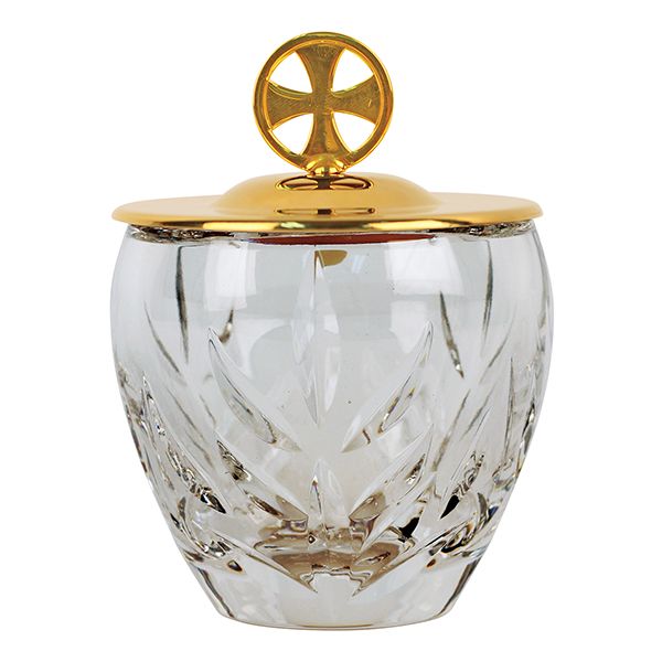 K Brand Crystal Ablution Cup 4-1/2" High K119 - 6 oz. capacity 24k Gold Plated Cross & Cover  Free …