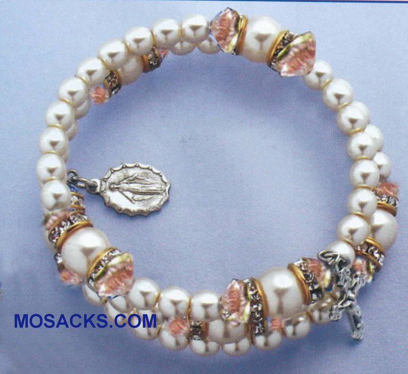 October Birthstone Rosary Bracelet Rosary Spiral Bracelet Rose Zircon -14298RZ Rose Zircon October …