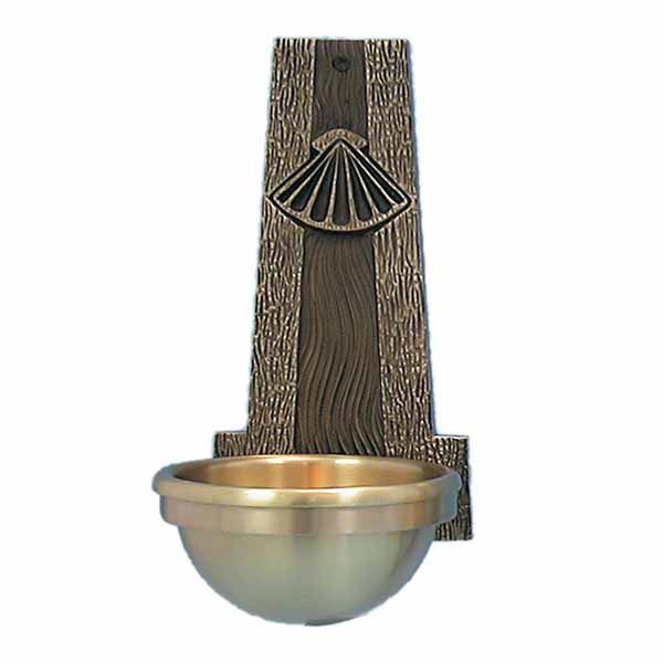 Bronze Holy Water Font w/Baptismal Shell 77HWF34