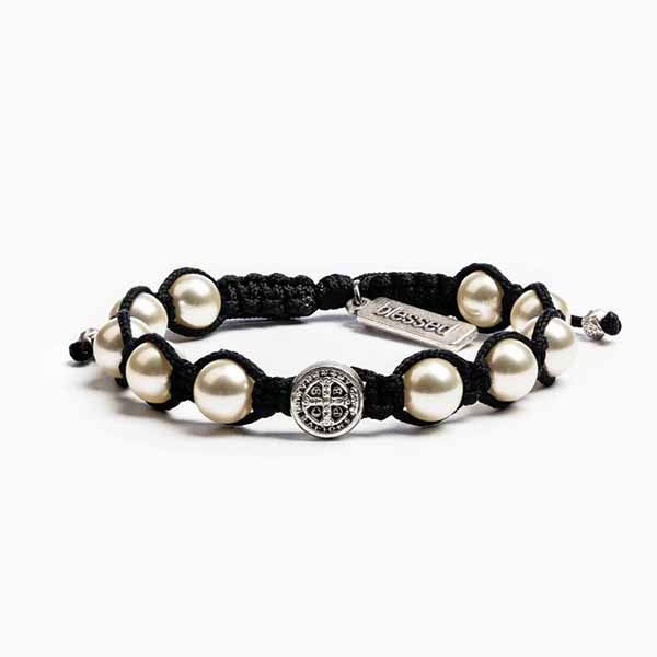 My Saint My Hero Divine Blessings Bracelet Black Silver Pearl-20001WT