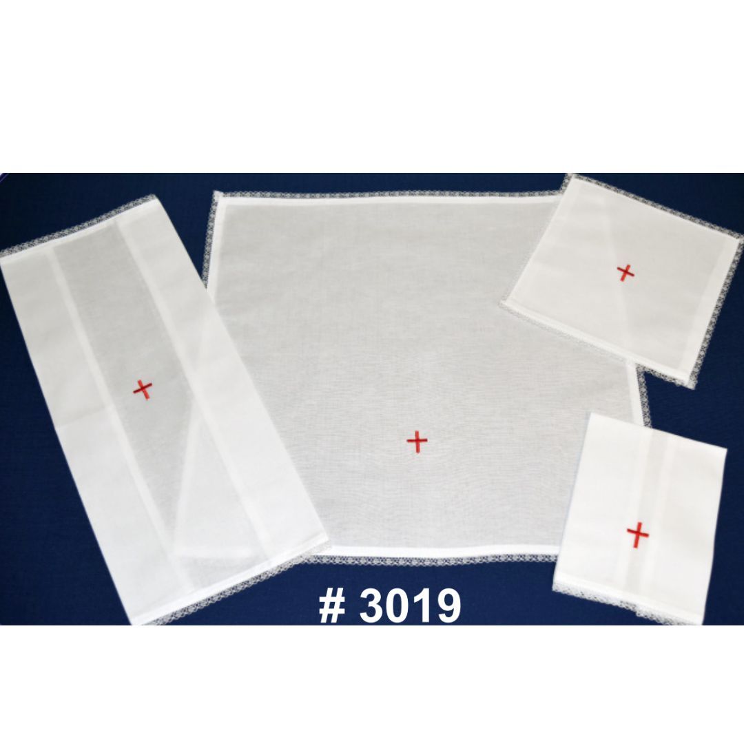 Beau Veste Red Cross Mass Linen Pall Cover & Insert with Lace Edging #155RCL Beau Veste Red Cross Mass Linen Pall Cover & Insert with Lace Edging #155RCL