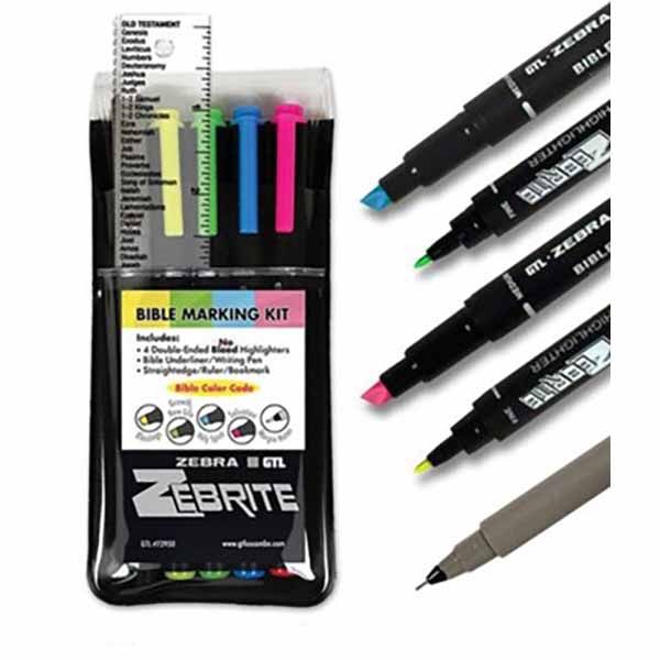 GTL Zebrite Bible Marking Kit - Set of 5 With Ruler #72950 GTLZebriteBibleMarkingKitSetof5WithRuler72950