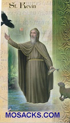 St. Kevin Bi-fold Laminated Holy Card, F5-475 St. Kevin Bi-fold Holy Card, F5-475