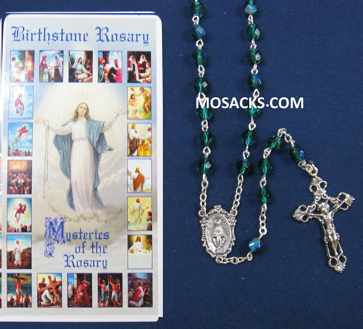 May Emerald Aurora Borealis Birthstone Rosary May Emerald Birthstone Rosary 64-307/EM/C1