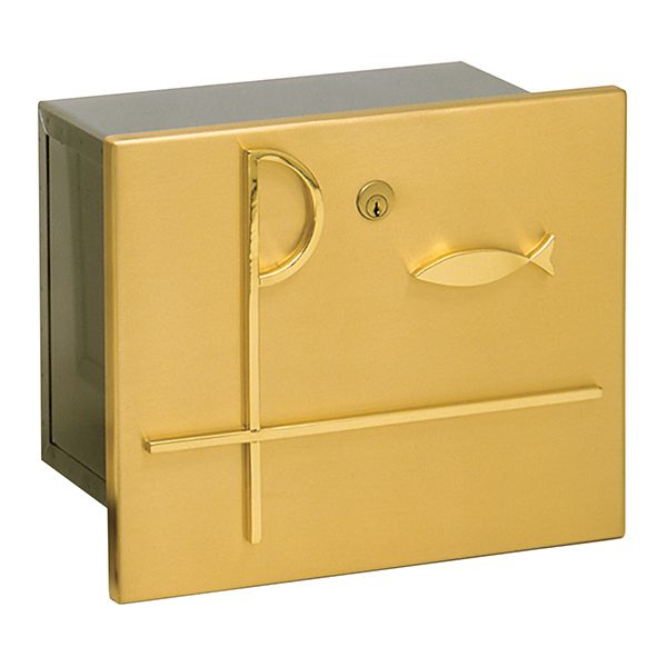 K117 Bronze Door Tabernacle Safe with Chi Rho & Ichthus Design, Tabernacle Door becomes Folding She…