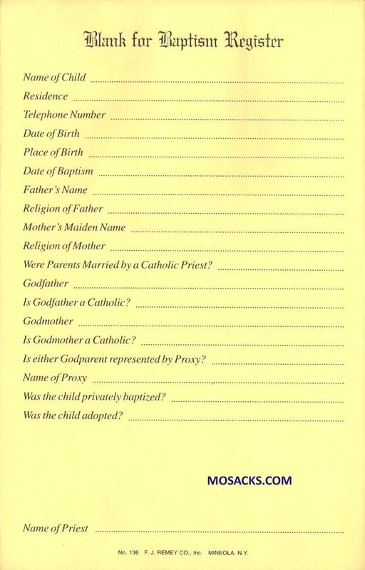 Baptismal Register Blanks 304-136