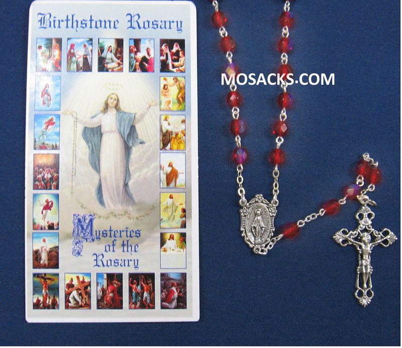 July Ruby Aurora Borealis Birthstone Rosary July Ruby Birthstone Rosary 64-307/RB/C1
