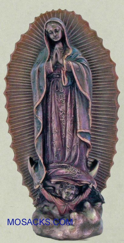 Our Lady of Guadalupe Veronese Bronze Statue 9 1/2 Our Lady of Guadalupe Veronese Bronze Statue 9 1/2", SR-74694