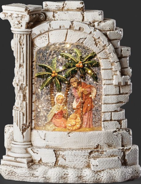 Holy Family Stone Arch LED Swirl Lantern by Fontanini
