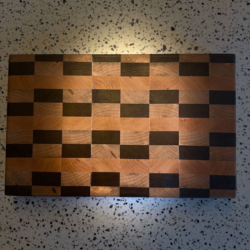 End-Grain Maple, Cherry & Walnut Cutting Board – 15" x 9.5" x 2"