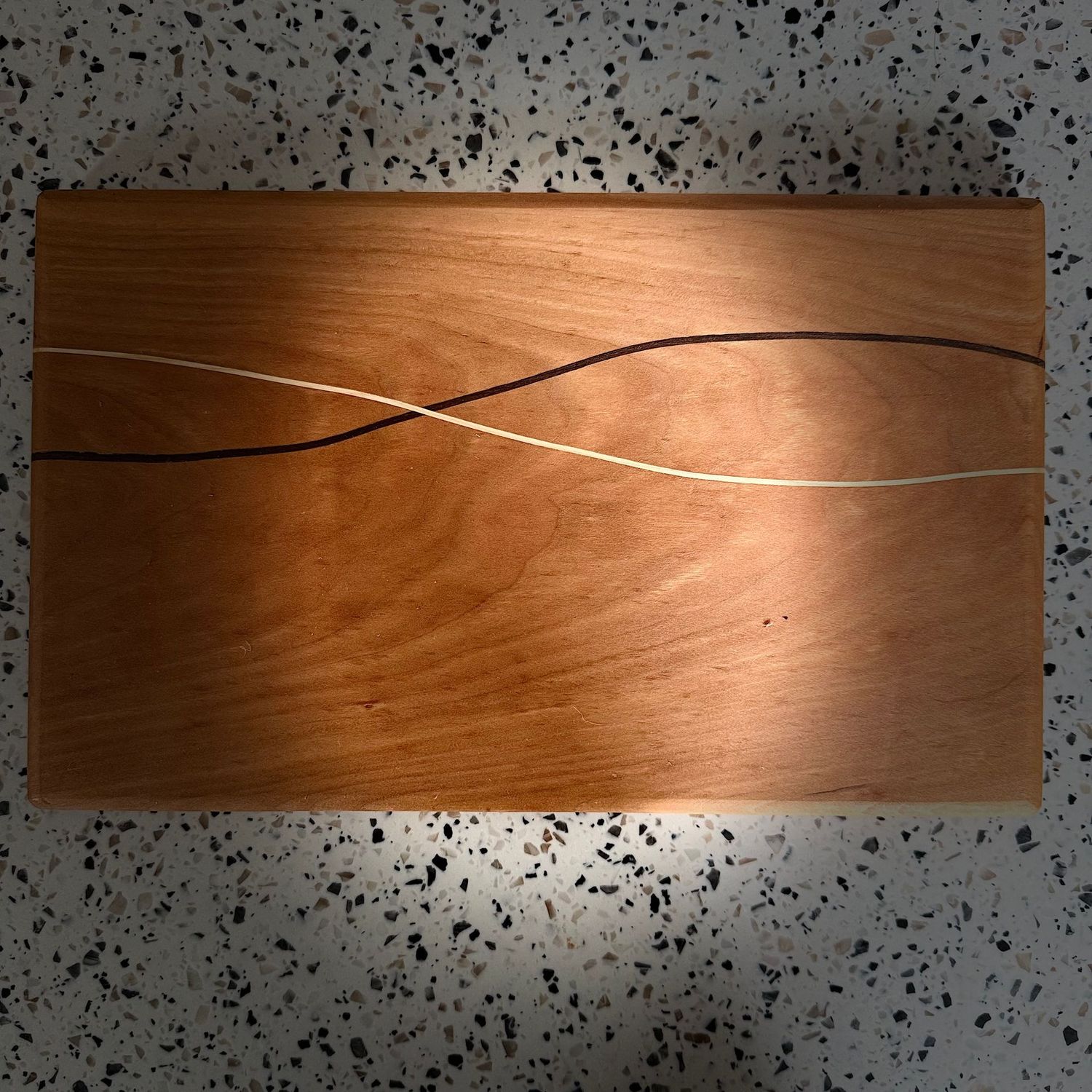 Face-Grain Cherry Cutting Board with Walnut & Maple Inlay - 13" x 8" x .75"