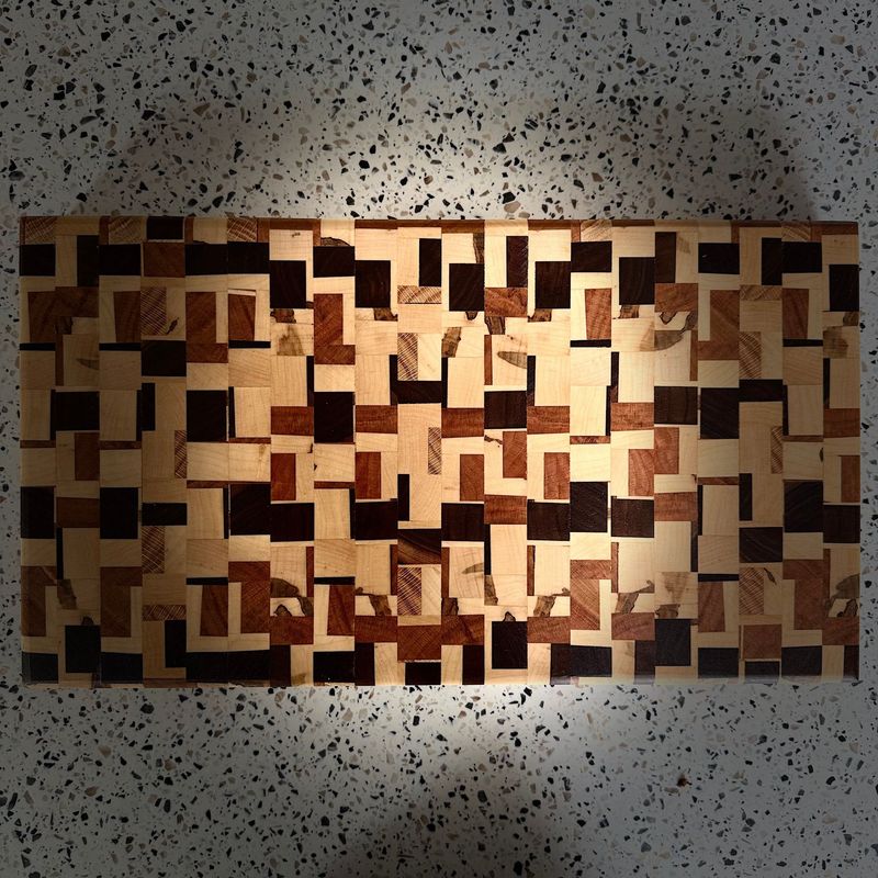 End-Grain Maple, Cherry & Walnut Mosaic Cutting Board – 18" x 10.5" x 1.5"