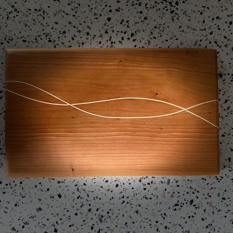Face-Grain Cherry Cutting Board with Dual Curved Maple Inlay – 13" x 8" x .75"
