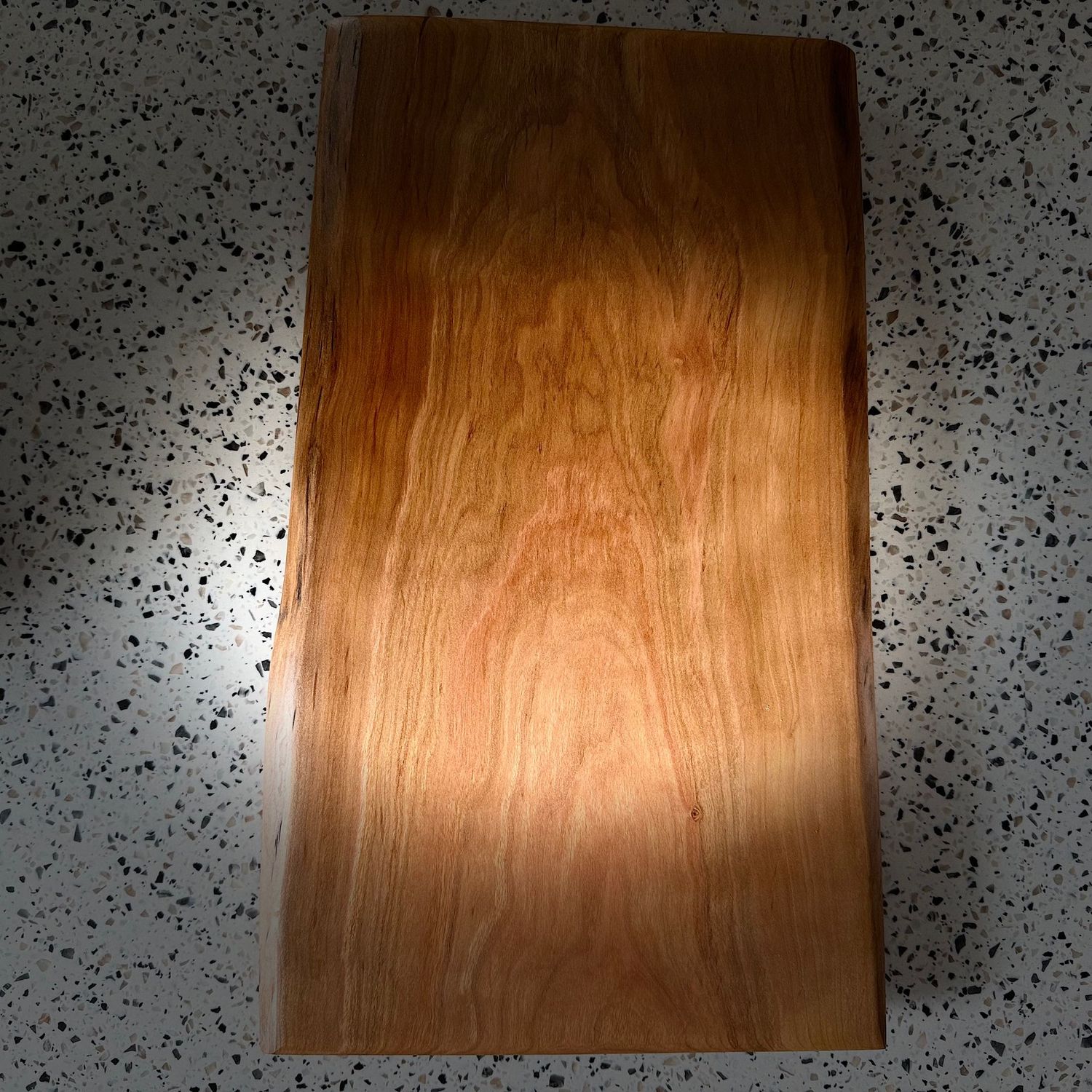 Face-Grain Live Edge Figured Cherry Cutting Board with Rubber Feet – 18.5" x 10.5" x .75"