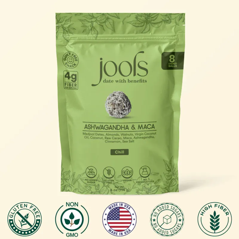 Jools Medjools dates, chill, ashwagandha, maca