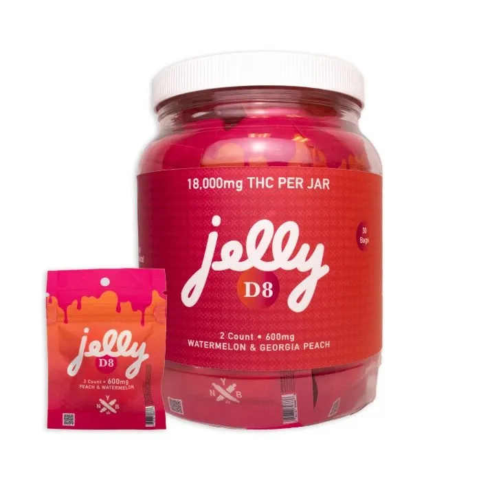 Jelly D8 Gummies, 600mg, Peach + Watermelon
