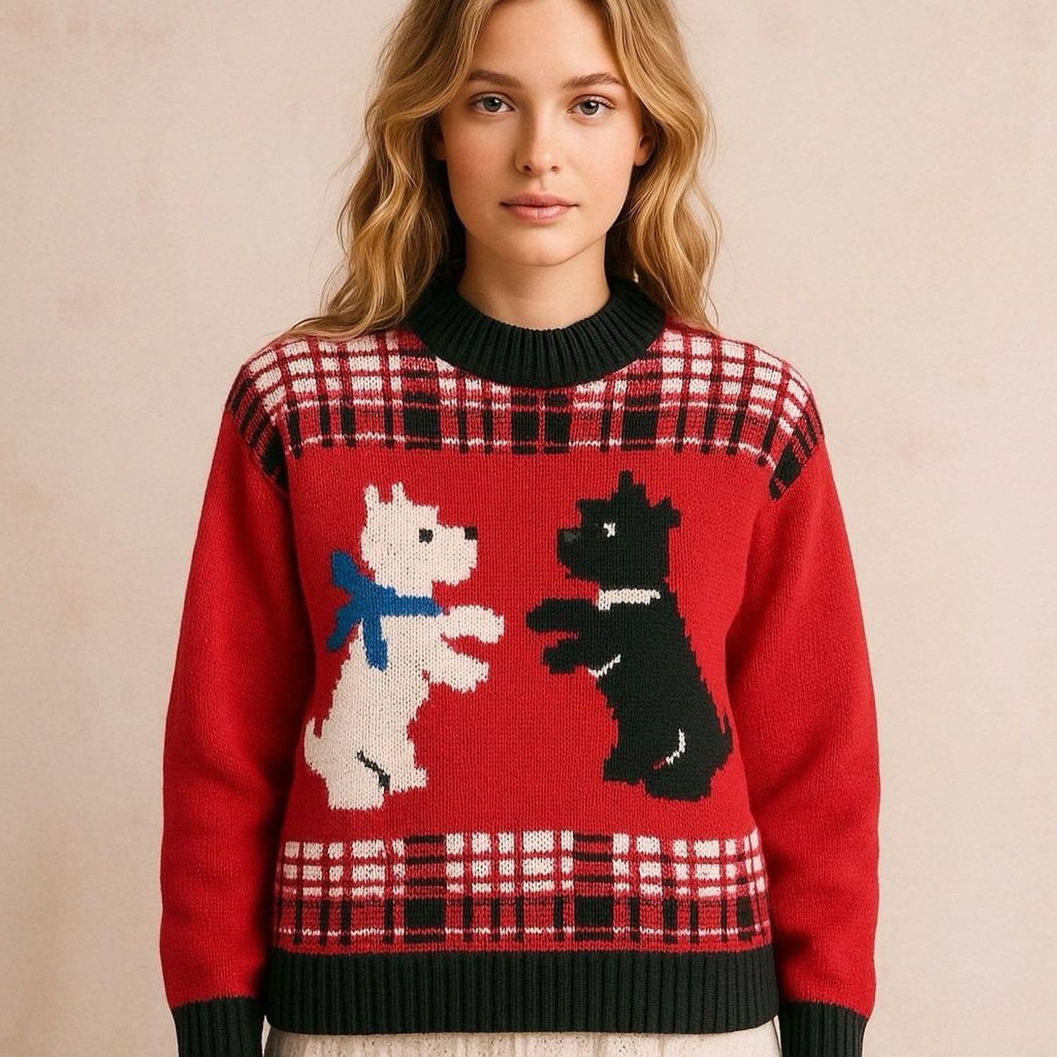 Vintage Red Knit Sweater – Women’s Large