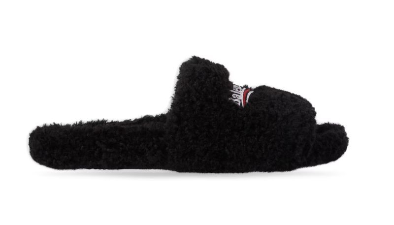 BB FUR SLIDES - BLACK