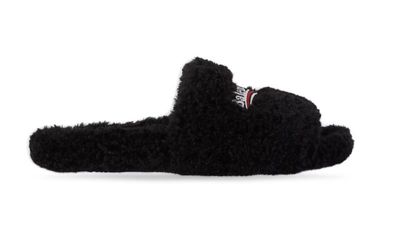 BB FUR SLIDES - BLACK