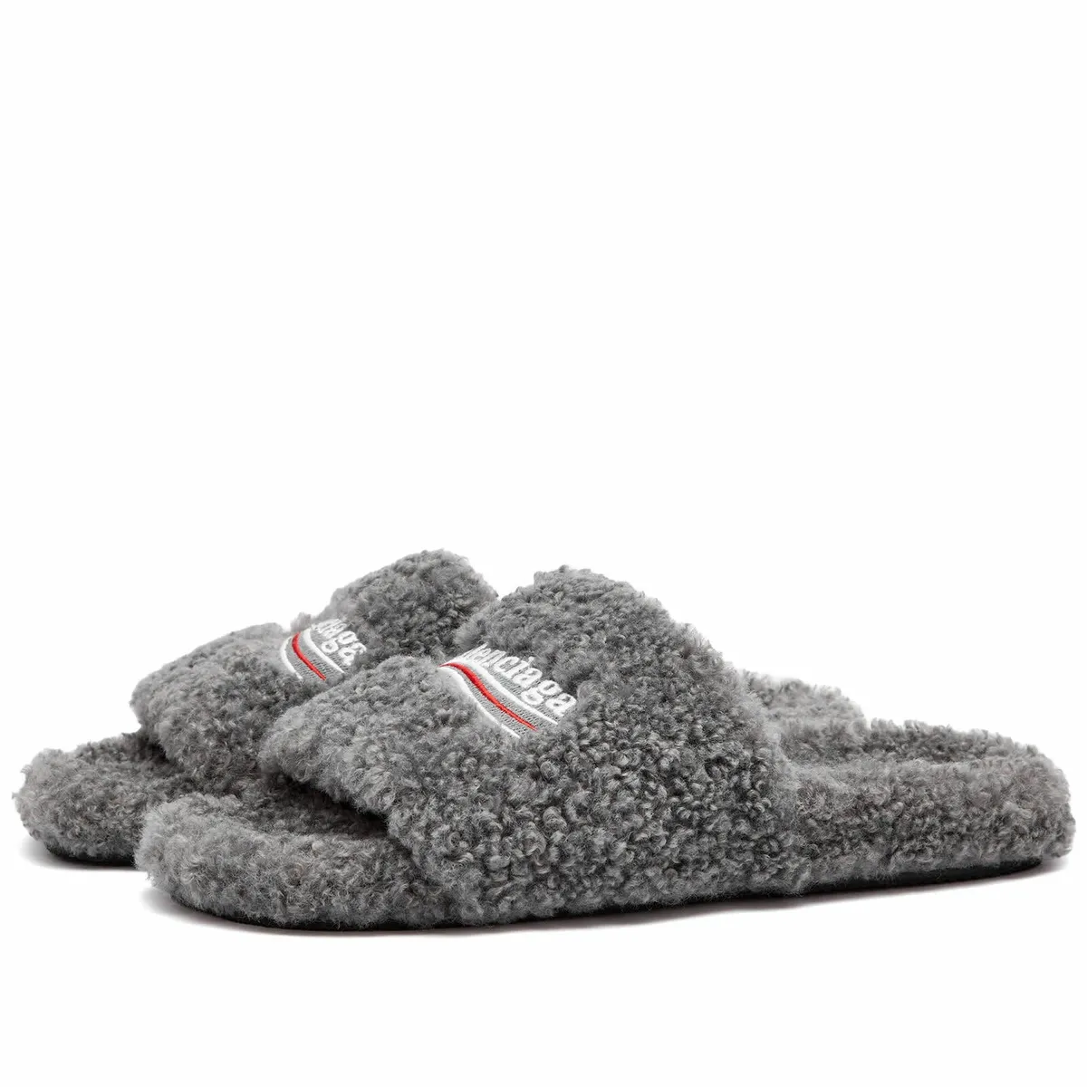 BB FUR SLIDES - GREY