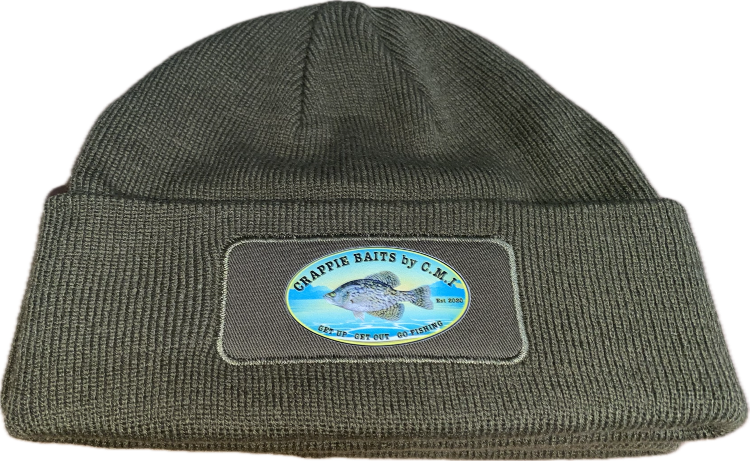 Crappie Baits by CMI Beanie Olive Green