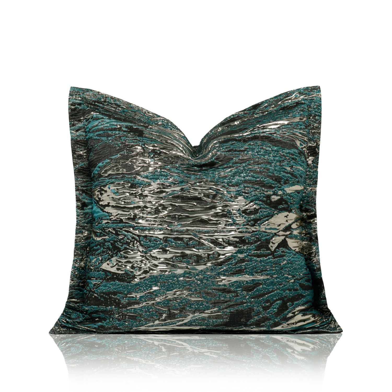 Green Silver Relief Pillow