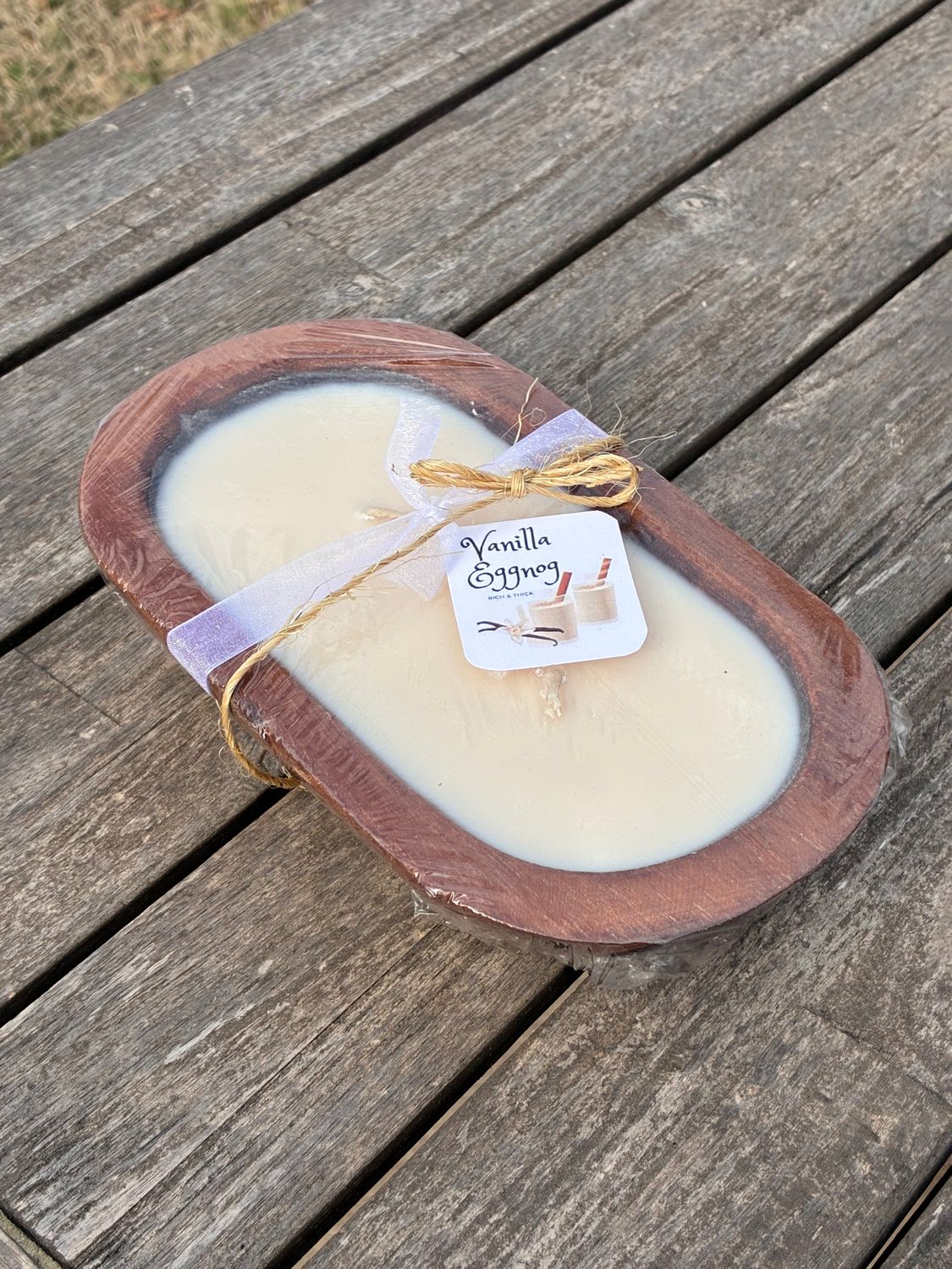 Wood Bowl Candles - Vanilla Egg Nog