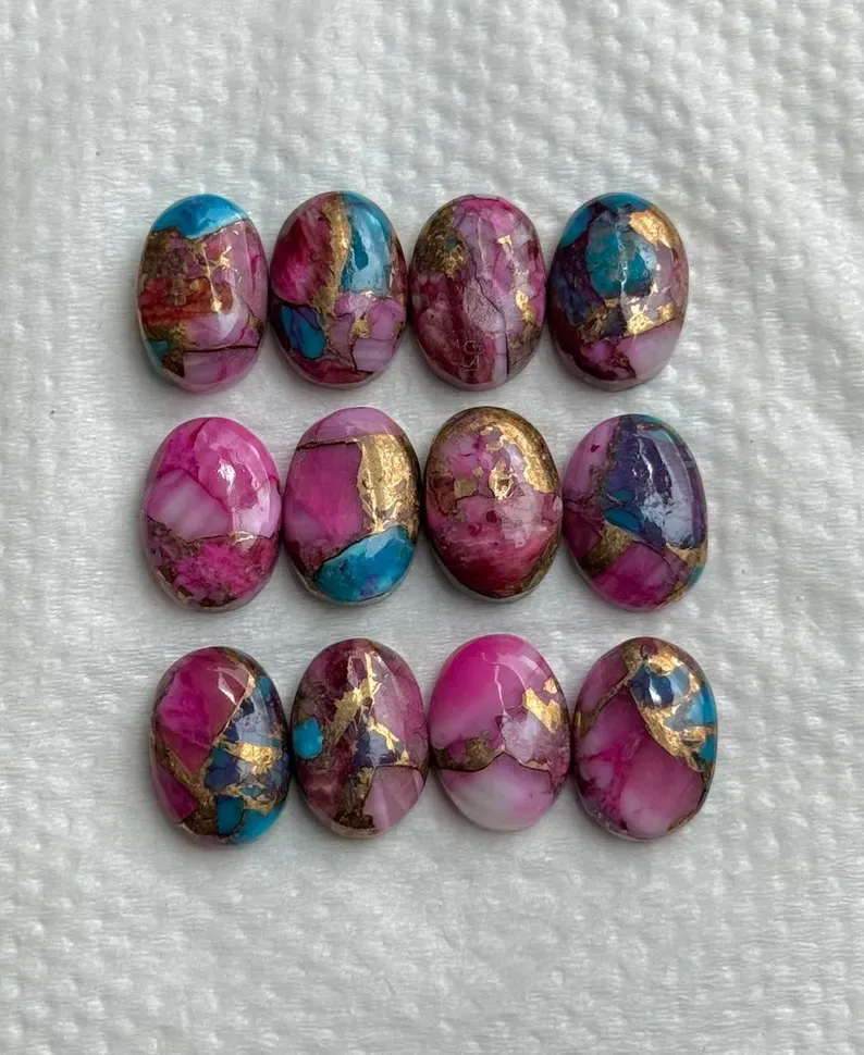 Pink Oyster Turquoise Cabochon: Oval Gemstone for Jewelry Making