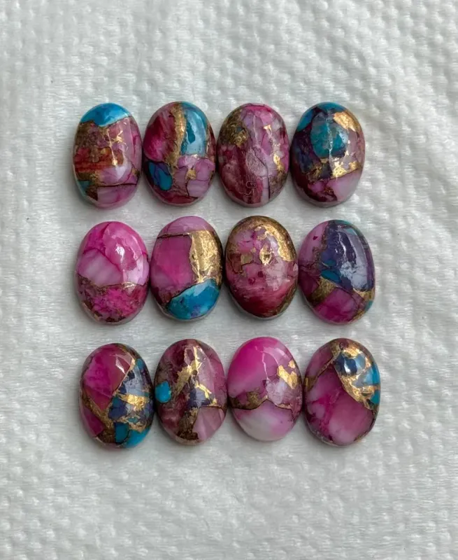 Pink Oyster Turquoise Cabochon: Oval Gemstone for Jewelry Making