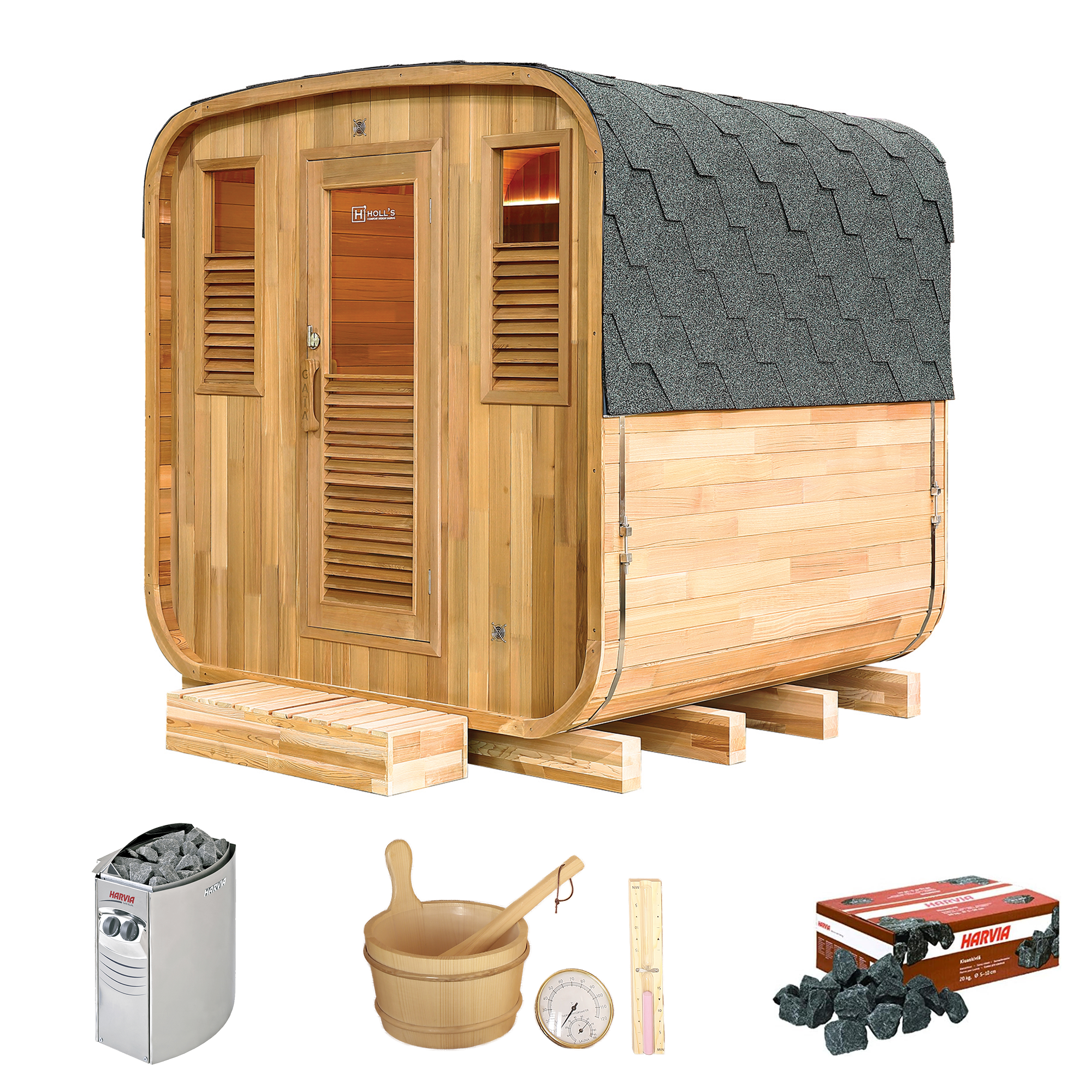 sauna extérieur avec porte vitré