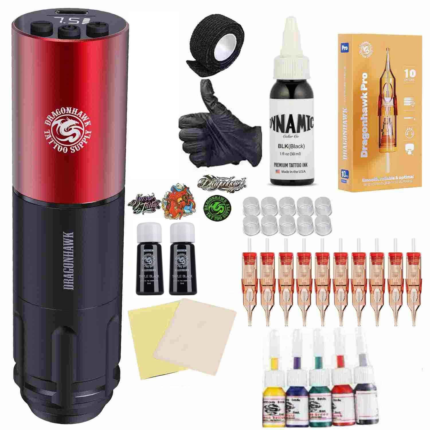 Kit pen Tatuaje Dragonhawk Inalambrico Tinta Dynamic