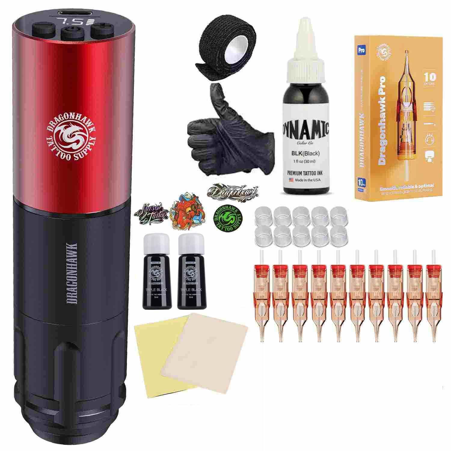 Kit pen Tatuaje Dragonhawk Inalambrico Tinta Dynamic