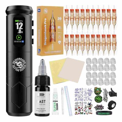 Kit de Tatuaje Inalámbrico Dragonhawk A1 Pro – Profesional, Completo y Recargable
