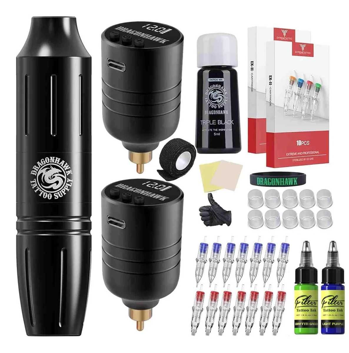 Maquina para tatuar Kit 2 Baterías Dragonhawk