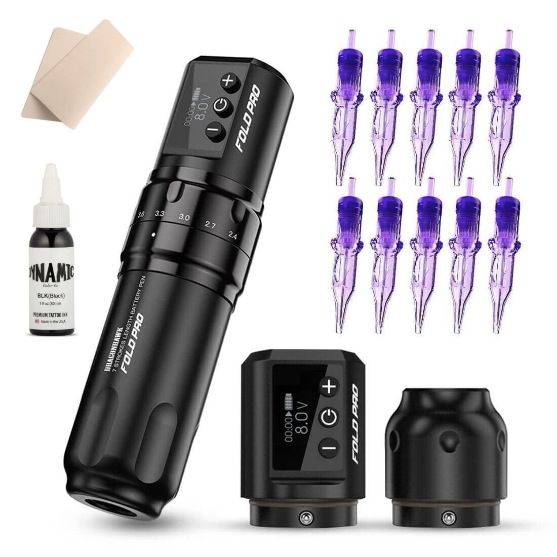 Kit Pen Mast Fold Pro con 2 Baterías – Máquina de Tatuaje Profesional Potente y Estable