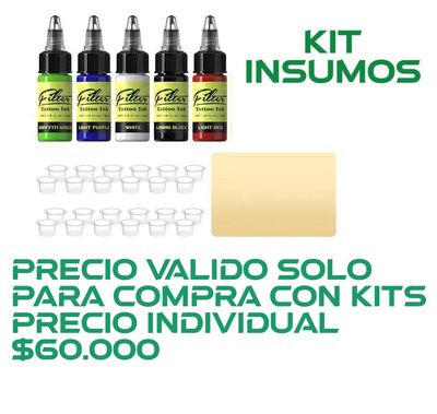 Insumos - 5 Tintas color - 20 Copas - 1 Piel