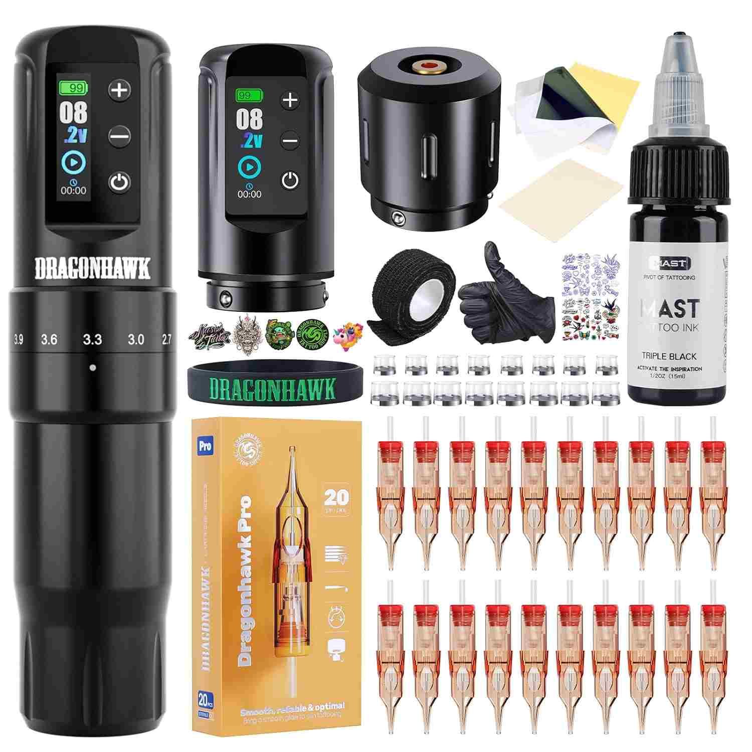 Kit de tatuaje Dragonhawk Atom2 con 2 Baterías