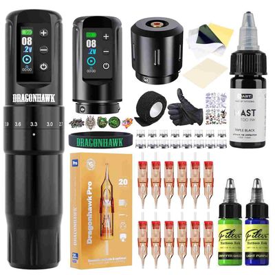 Kit de tatuaje Dragonhawk Atom2 con 2 Baterías