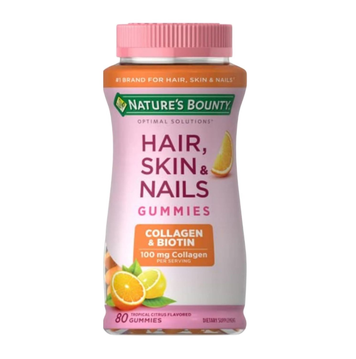 Suplemento De Biotina Y Colágeno Nature's Bounty 80 Gomitas Sabor Naranja